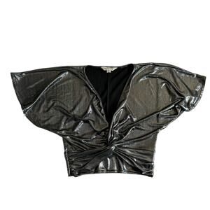 ASOS Miss Selfridge Metallic V-Neck Cropped Top Women’s Size 4‎ Disco New Years